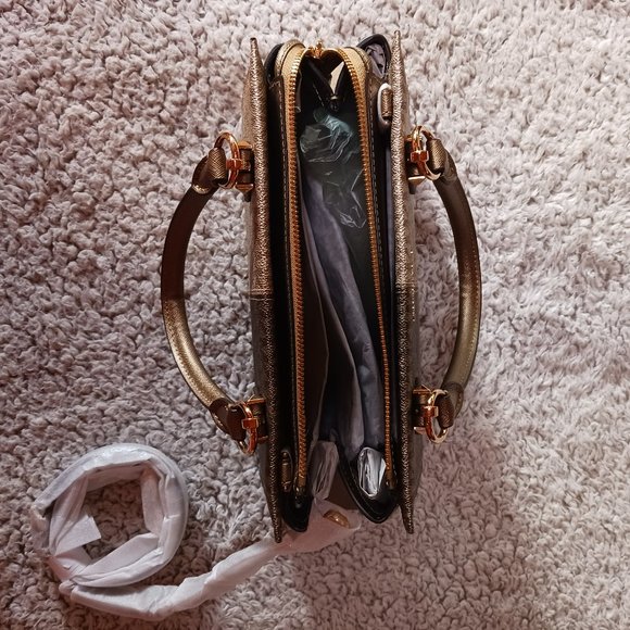 NWT Michael Kors The Marilyn Satchel Metallic Gold Satchel - Picture 6 of 8